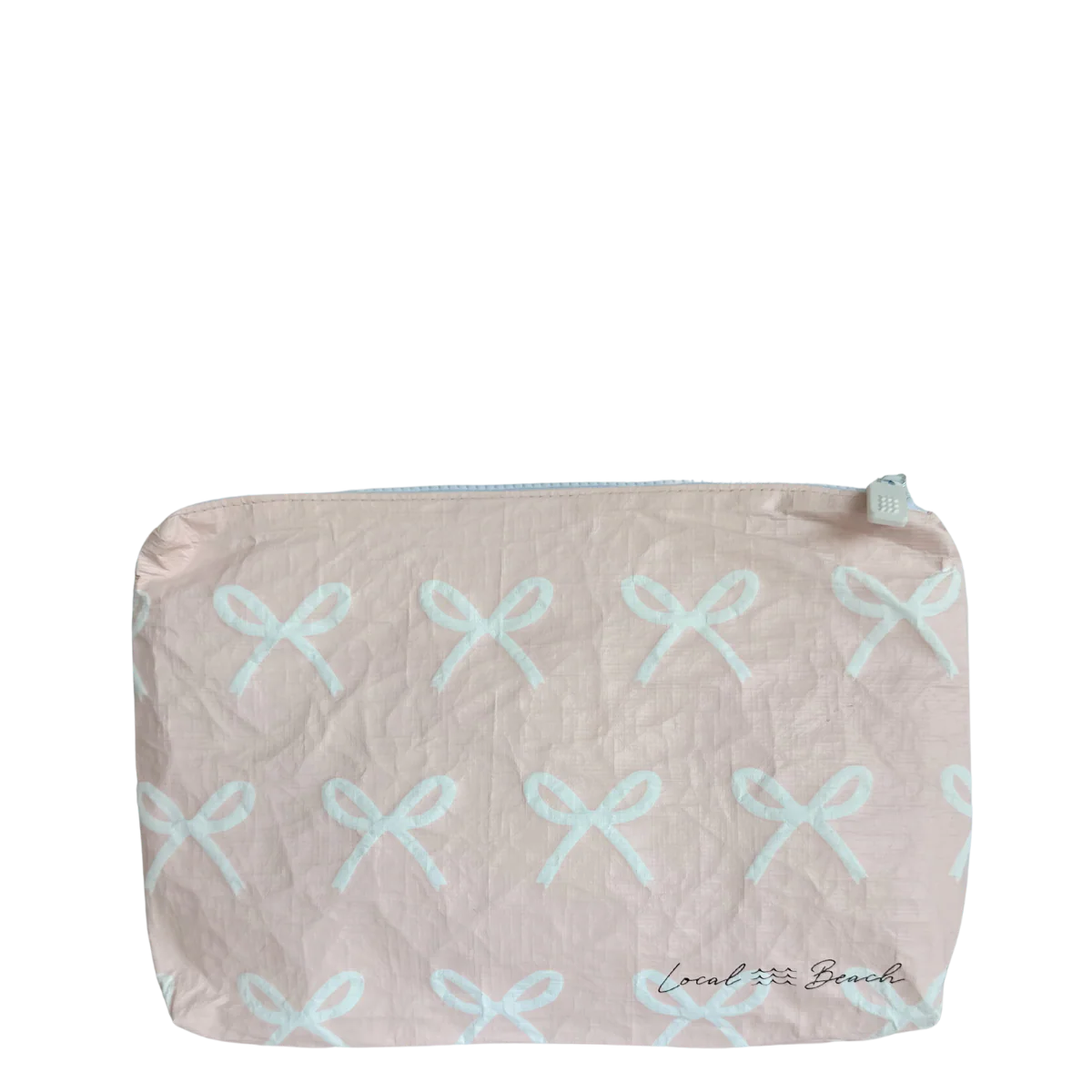 Local Beach Blush Pink Bows Water Resistant Pouch
