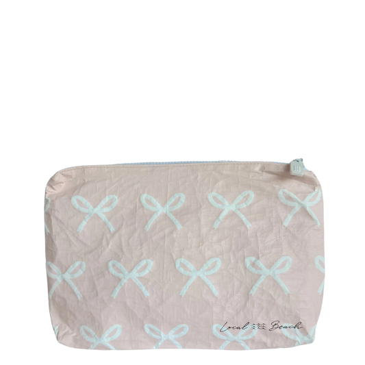 Local Beach Blush Pink Bows Water Resistant Pouch