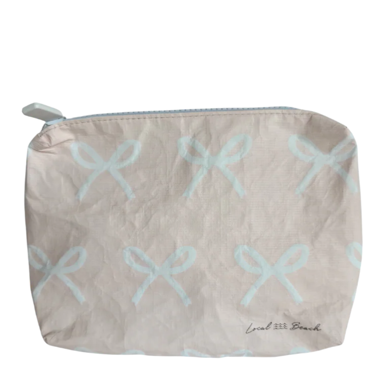 Local Beach Blush Pink Bows Water Resistant Pouch