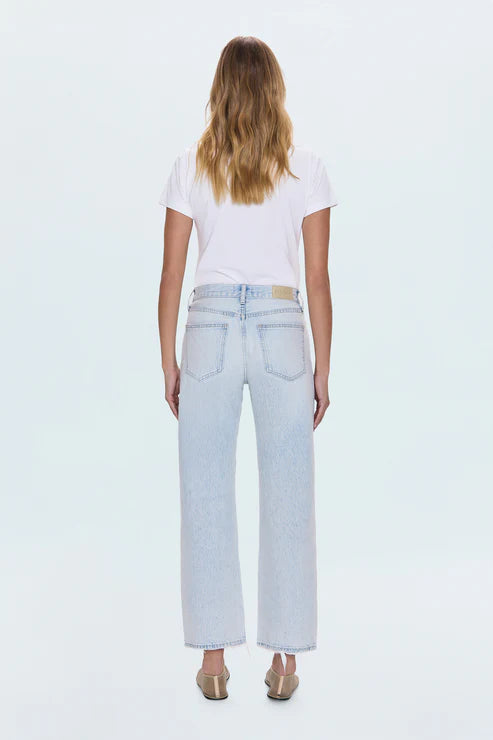 Pistola Lexi Mid Rise Bowed Straight Jean - Solstice Distressed