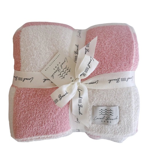 Local Beach Pink Checker Cozy Luxe Home Blanket