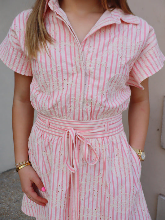 Strut And Bolt Women's Stripe Embroidery Mini Dress