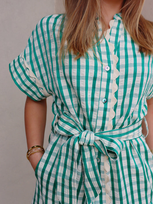 THML Short Sleeve Gingham Pattern Dress