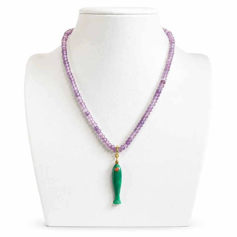 Caryn Lawn Sardinia Enamel Necklace Lavender/Green