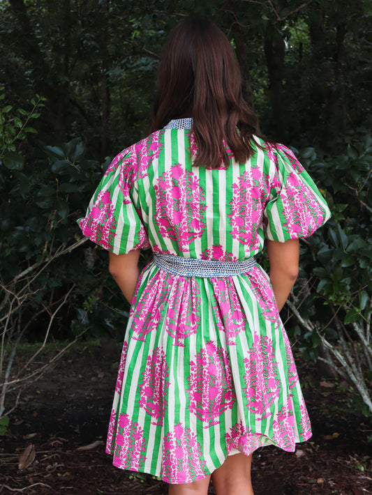 THML Women's Puff Sleeve Print Dress