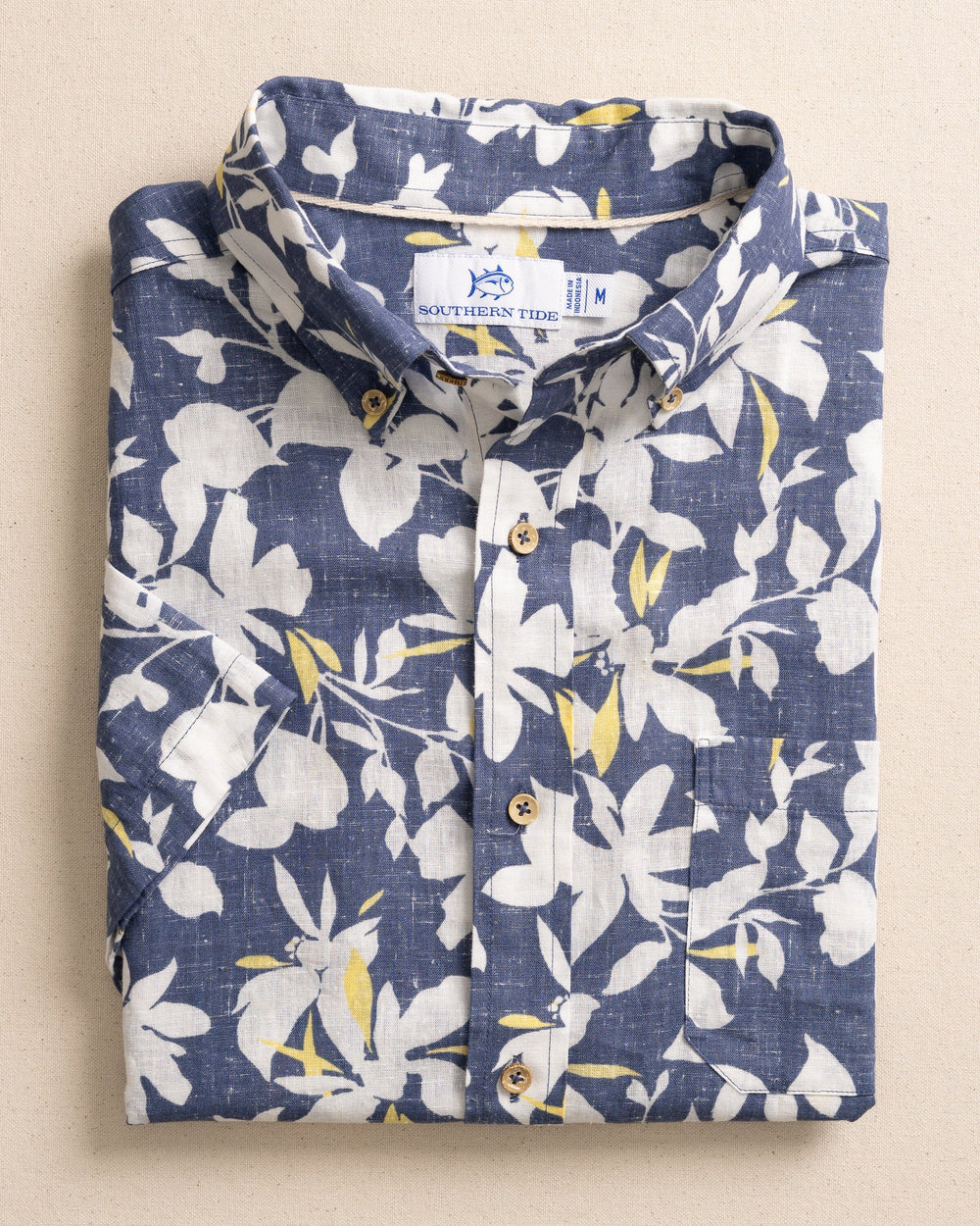 Southern Tide Men's Short Sleeve Linen Rayon Blossom Bay Sportshirt