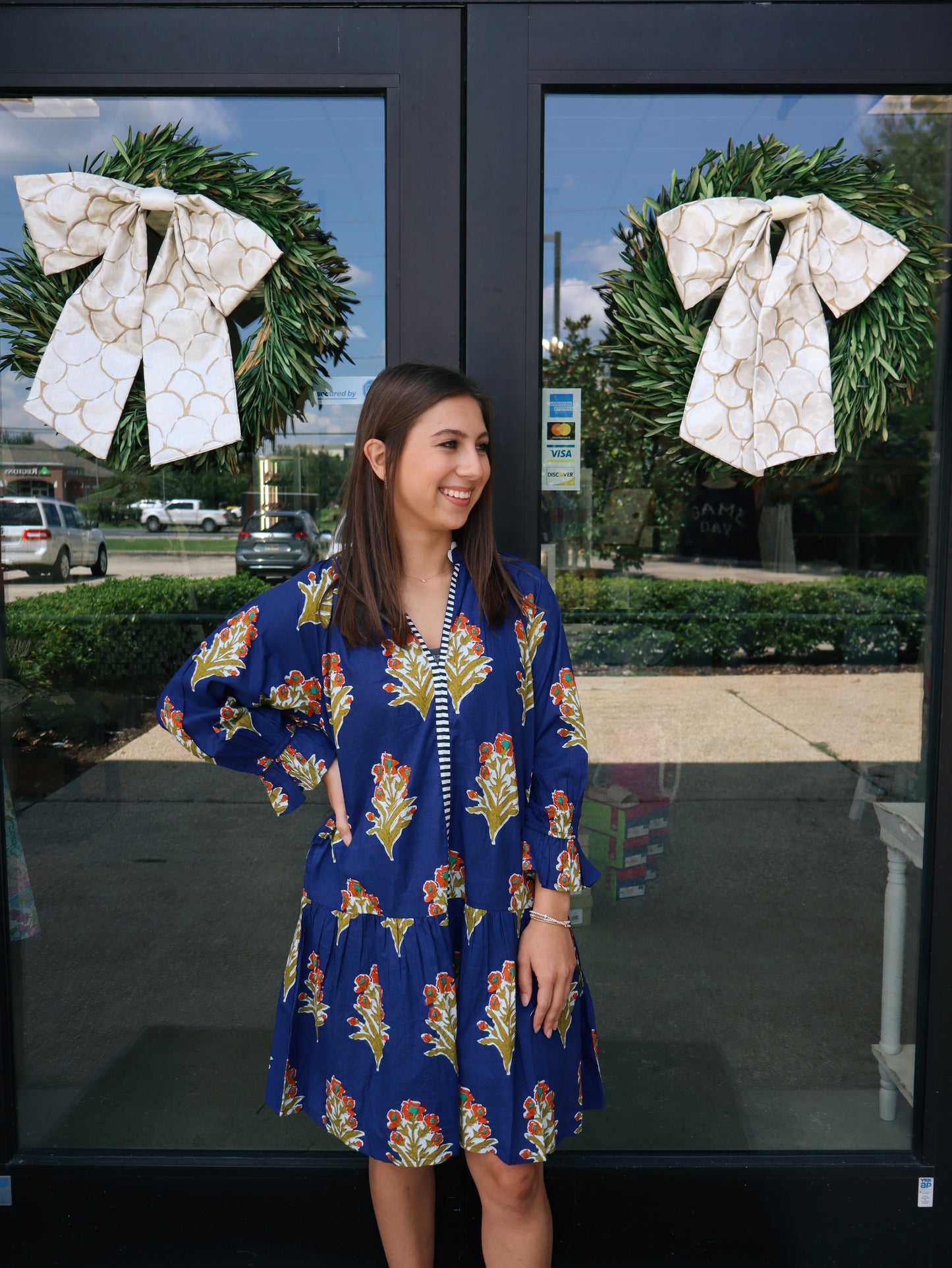 THML Floral Detailed V-Neck Dress