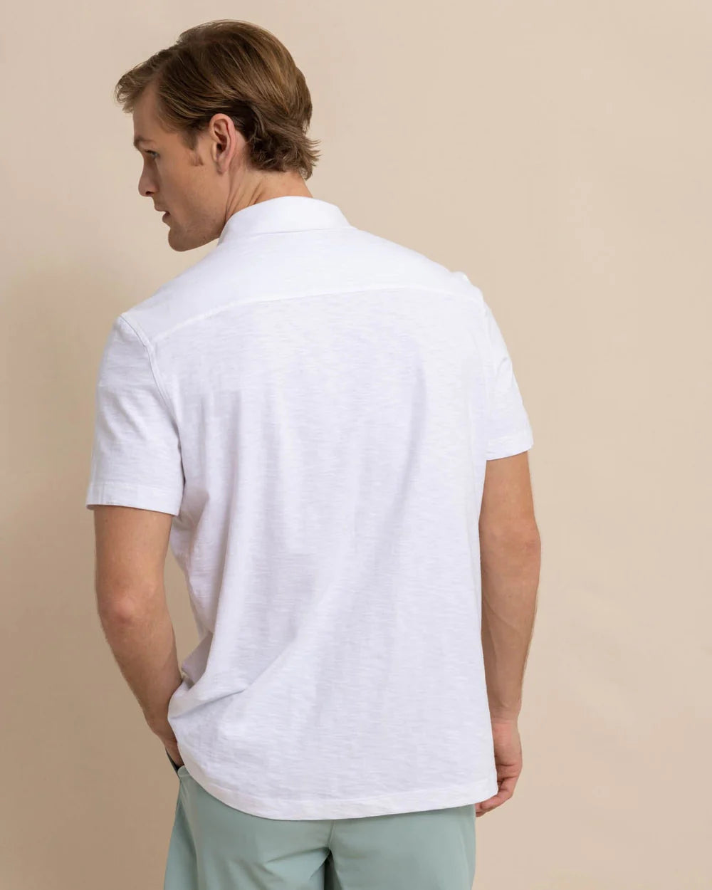 Southern Tide Men's Short Sleeve Beachcast Solid Knit Sportsshirt
