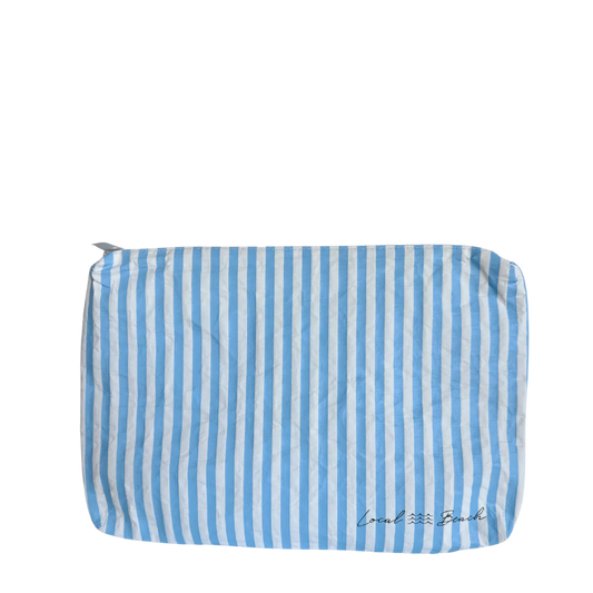 Local Beach Blue Stripe Water Resistant Pouch