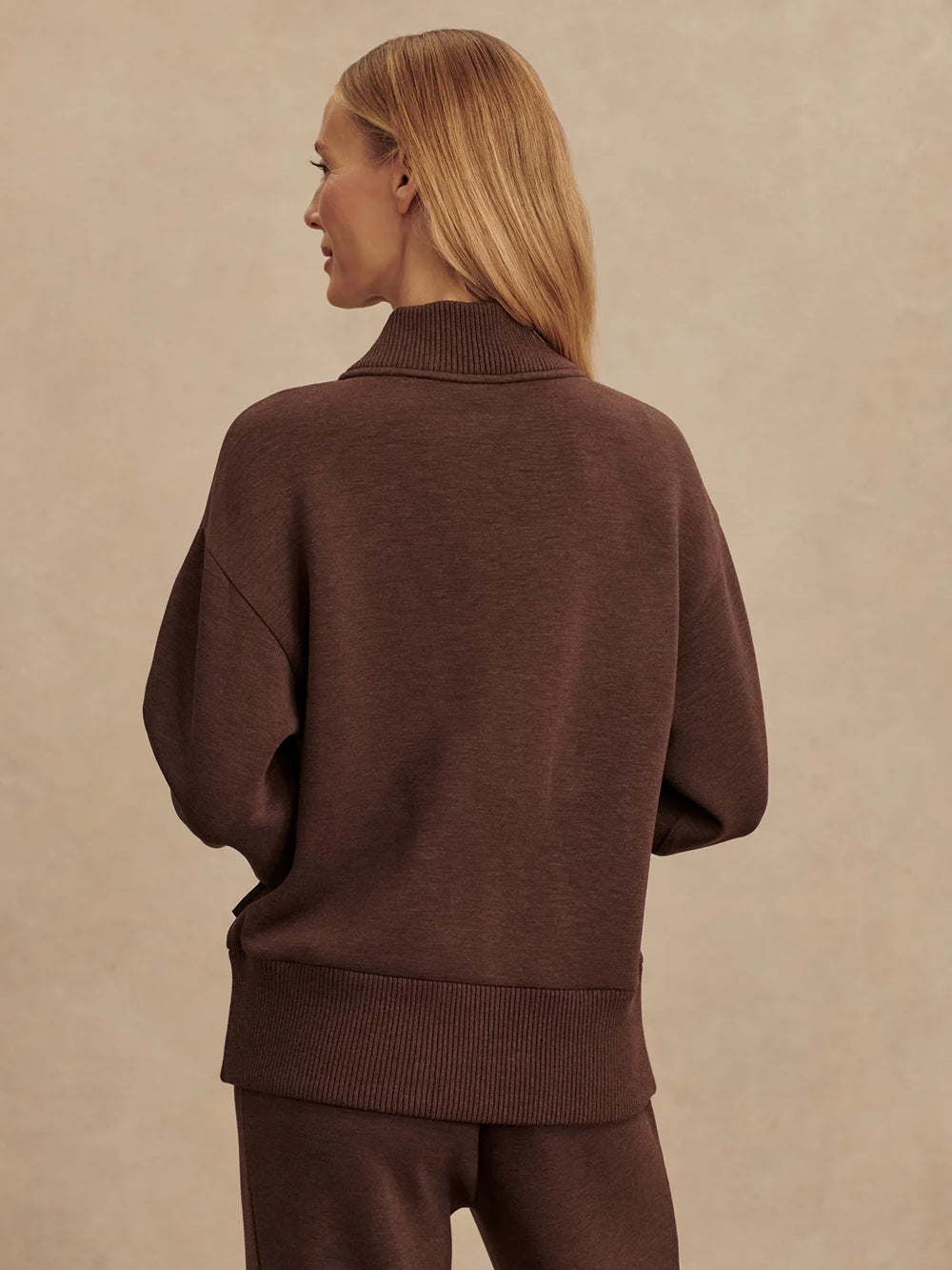 Varley Sally Half Zip Sweat- Coffee Bean Marl