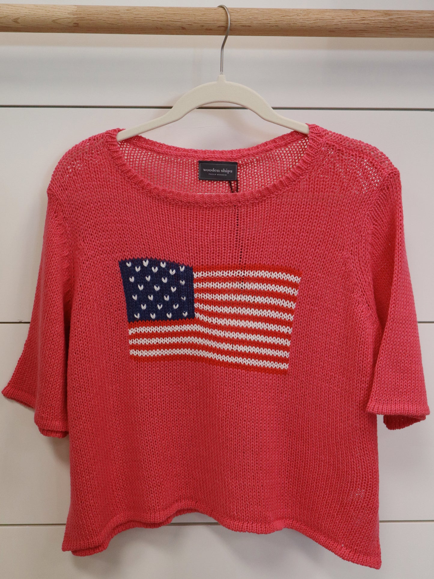 Wooden Ships Women's Flag Half Sleeve Sweater