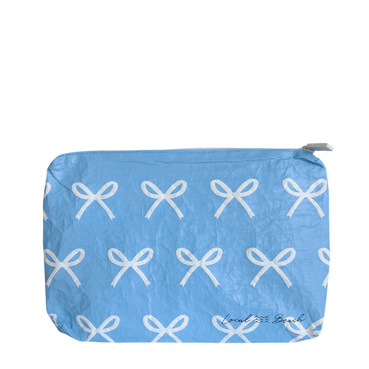 Local Beach Blue Bows Water Resistant Pouch