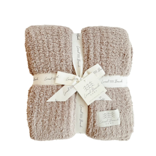 Local Beach Solid Ribbed Luxe Home Cozy Blanket