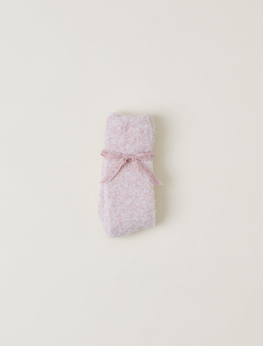 Barefoot Dreams CozyChic® Heathered Socks-Heathered Dusty Rose And White