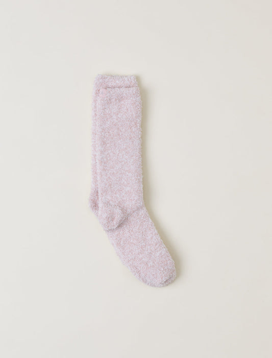 Barefoot Dreams CozyChic® Heathered Socks-Heathered Dusty Rose And White