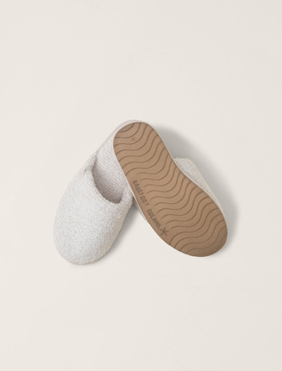 Barefoot Dreams CozyChic® Unisex Slipper- Heathered Stone/ White