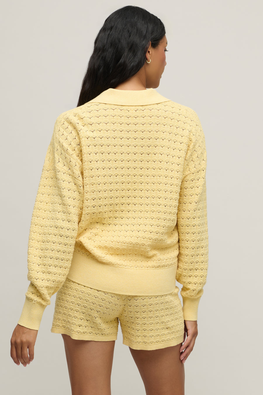 Barefoot Dreams Heathered Cotton Tulip Pointelle Collared Pullover