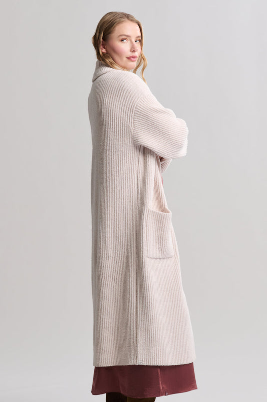 Barefoot Dreams CozyChic® Cotton Rib Long Coat- Sand Dune