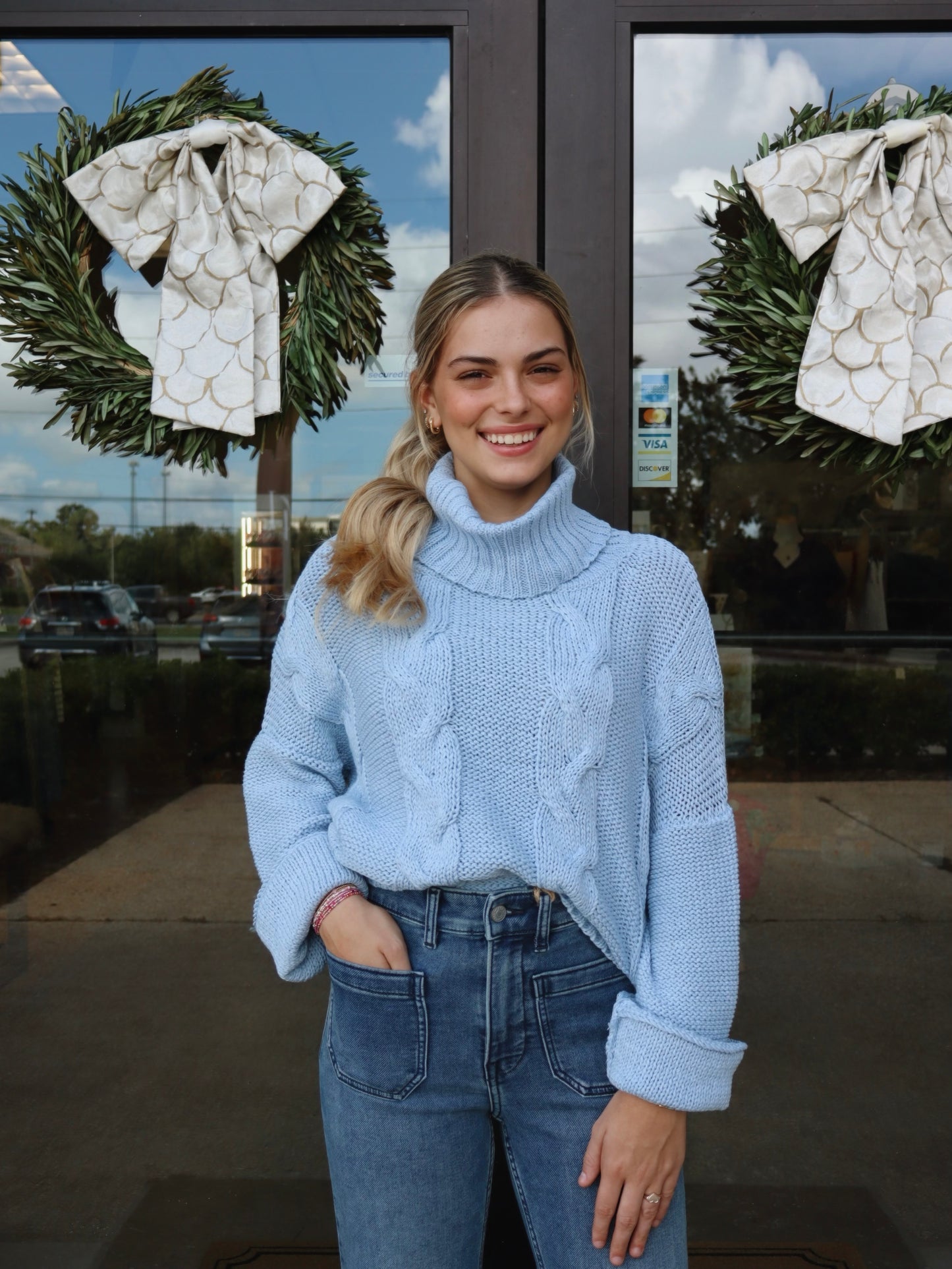 Wooden Ships Cider House Cropped Chunky Roll Neck Cotton Sweater- Paris Air