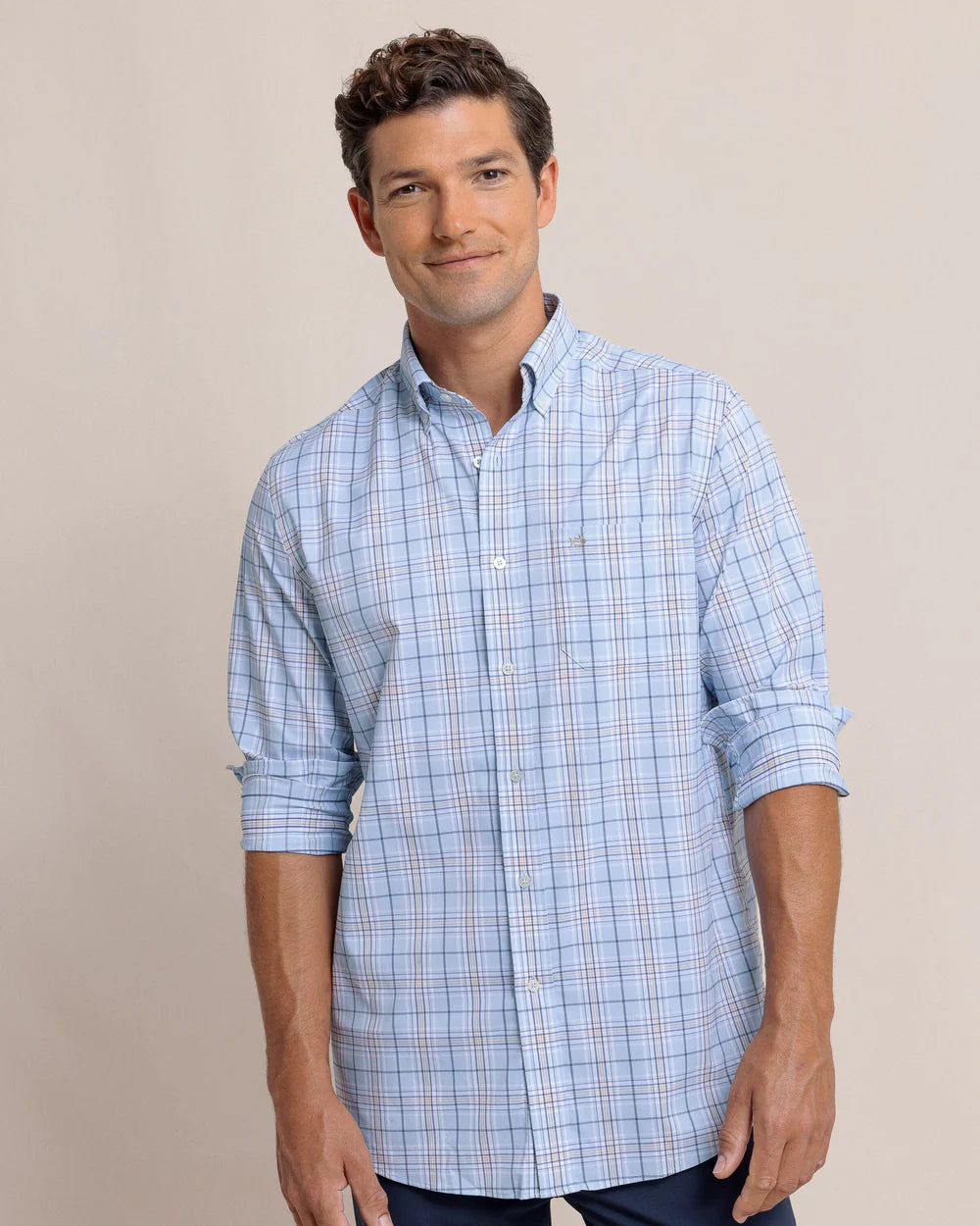 Southern Tide River Point Plaid Intercoastal Long Sleeve Sport Shirt