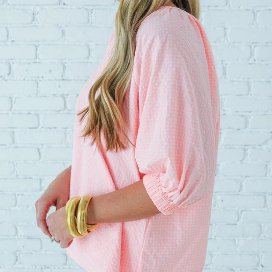 Caryn Lawn Betsy Top-Gingham Baby Pink