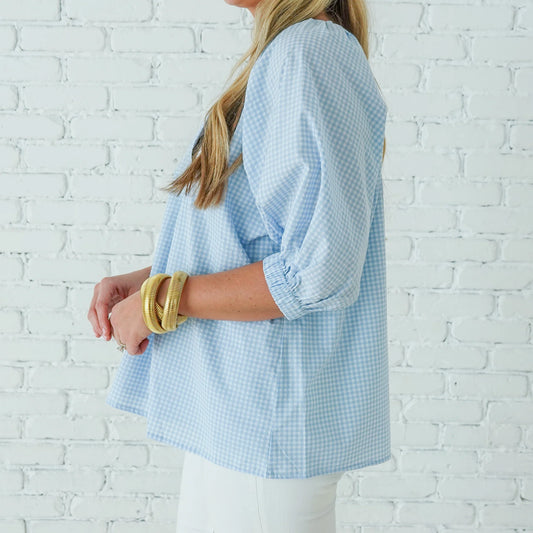 Caryn Lawn Betsy Top-Gingham Baby Blue