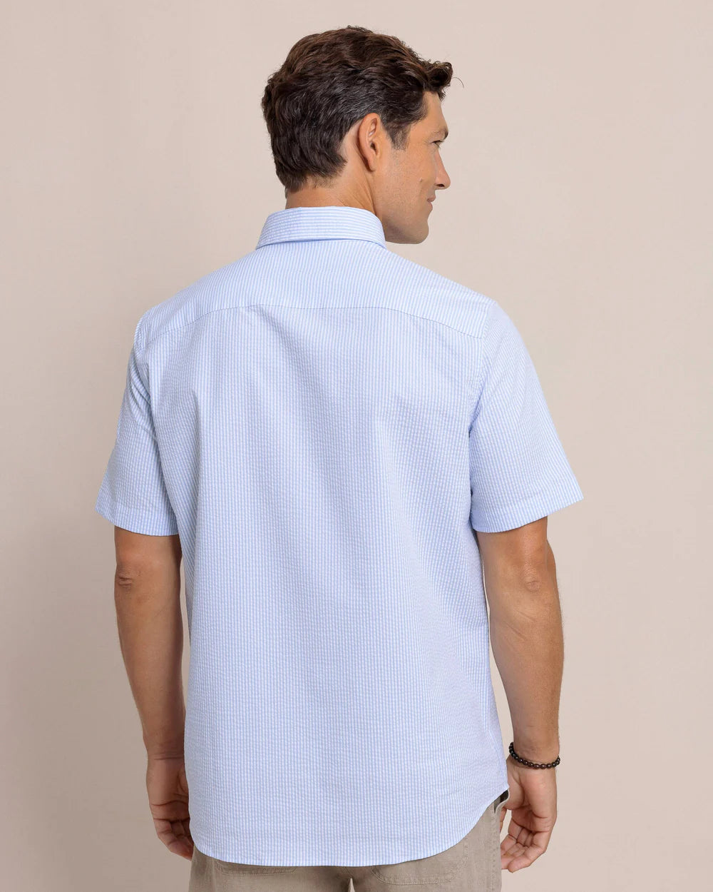 Southern Tide Men’s Short Sleeve Folly Field Stripe Seersucker Sportshirt