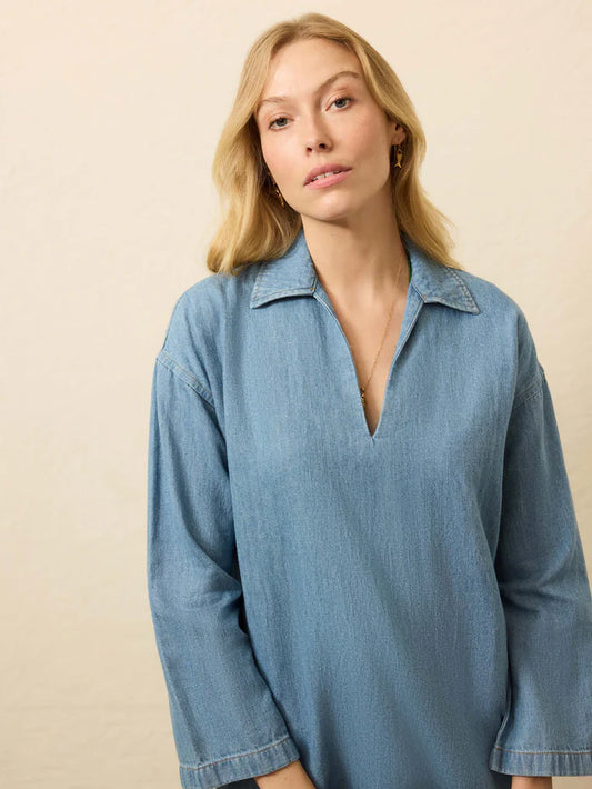 Faherty Linen Denim Sail Away Dress - Bluecrest Wash