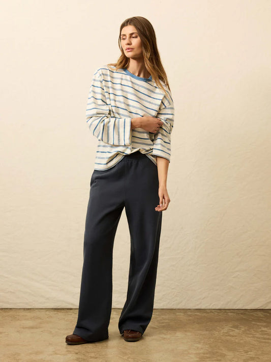 Faherty Sunwashed Long-Sleeve Retro Tee - Indigo Tidelines