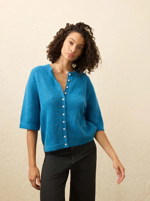 Faherty Women's Apres Alpaca Cardigan - Blue Lights