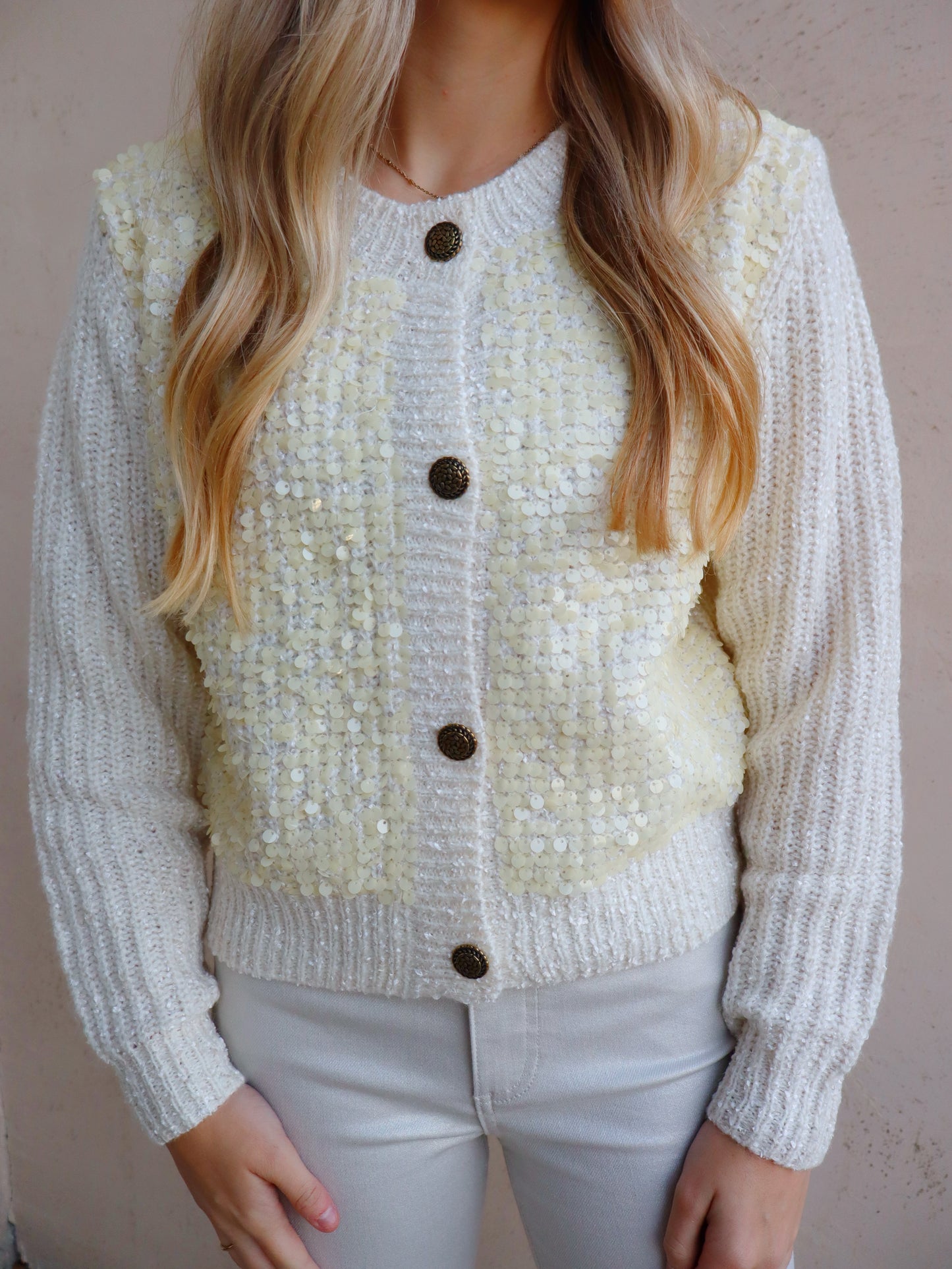 Elle Grey Sequined Sweater Cardigan