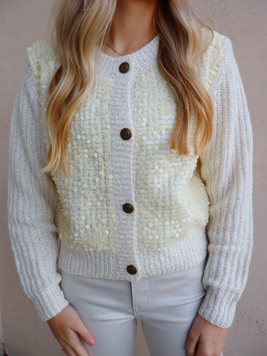 Elle Grey Sequined Sweater Cardigan