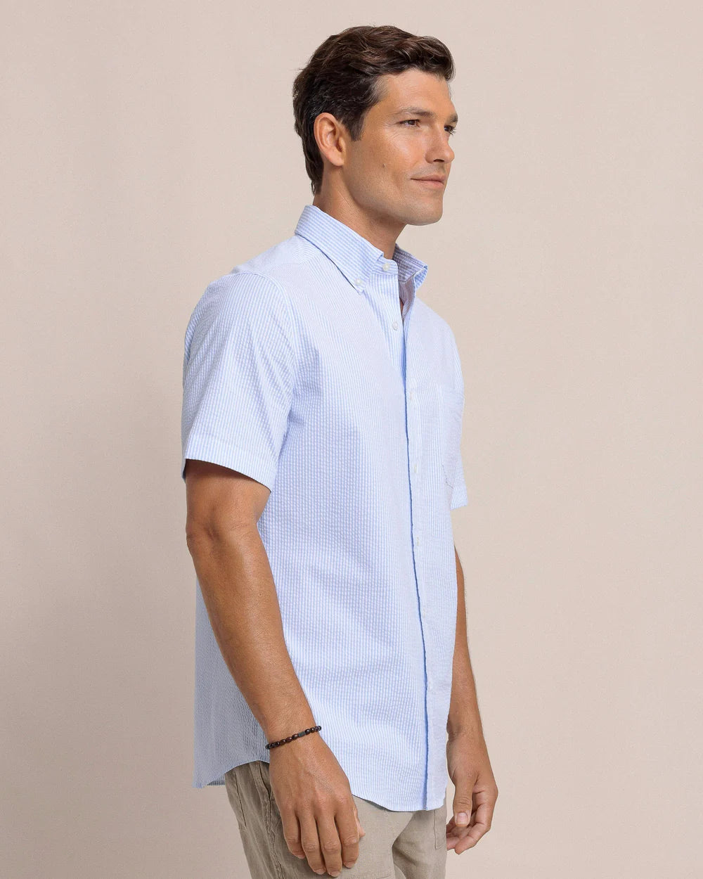 Southern Tide Men’s Short Sleeve Folly Field Stripe Seersucker Sportshirt