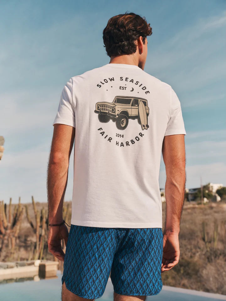 Fair Harbor Men's Kismet Tee | White Slow Seaside Bronco