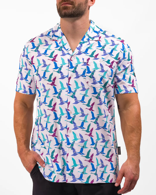 Waggle Men's Flying V Button-Down Camp Shirt