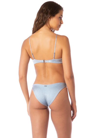 Maaji Women’s Silver Blue Splendour Regular Rise Thin Side Bikini Bottom