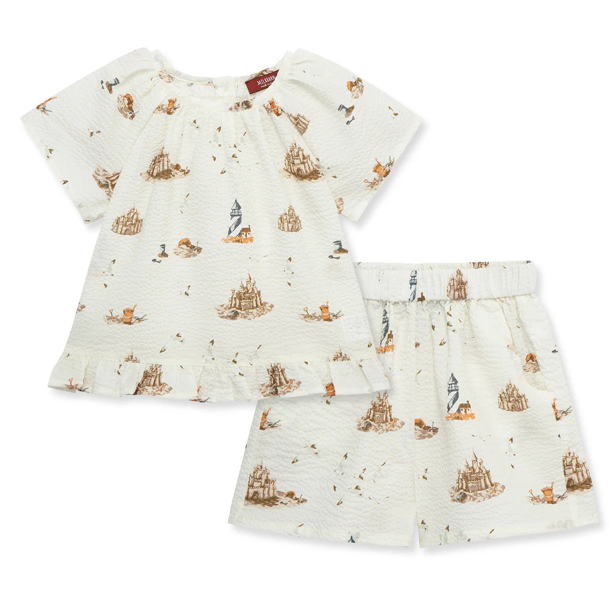 Milkbarn Sandcastle Butterfly Ruffle Blouse & Shorts