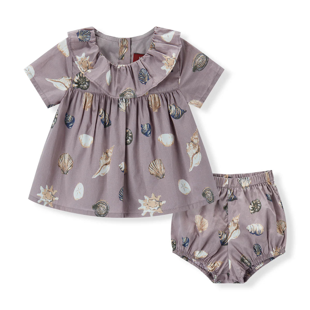 Milkbarn Purple Seashells Butterfly Ruffle Dress & Bloomers