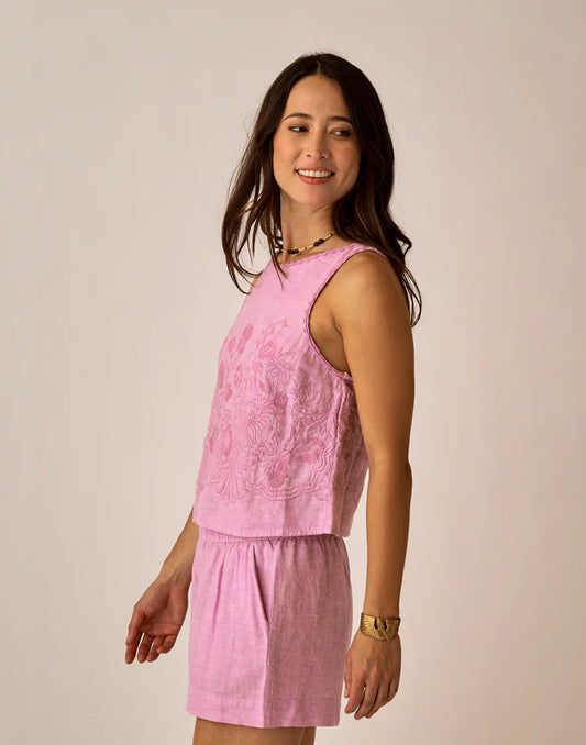 Carve Designs Lou Linen Classic Cropped Shell Tank