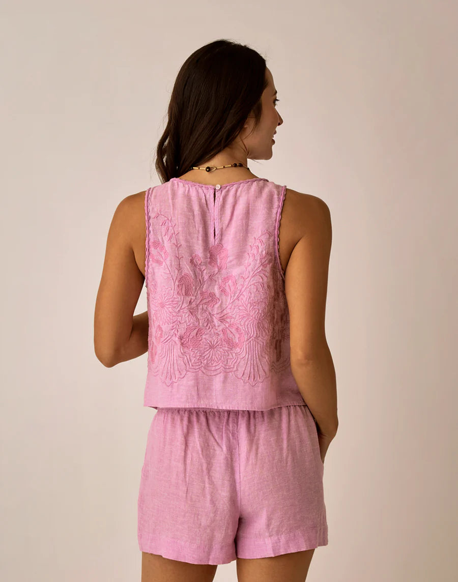 Carve Designs Lou Linen Classic Cropped Shell Tank