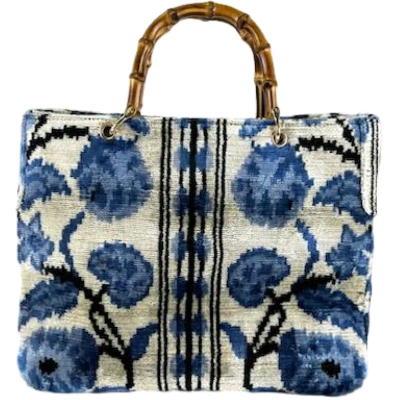 Baldiz Blue Flower Small Avery Bamboo Bag