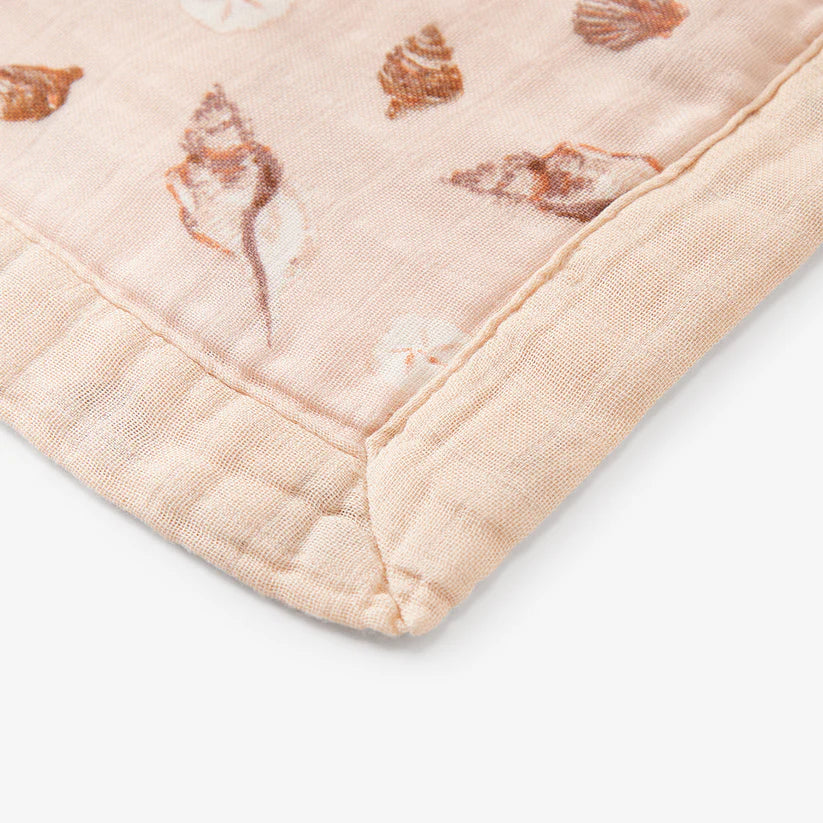 Milkbarn Seashells Big Lovey Three-Layer Muslin Blanket