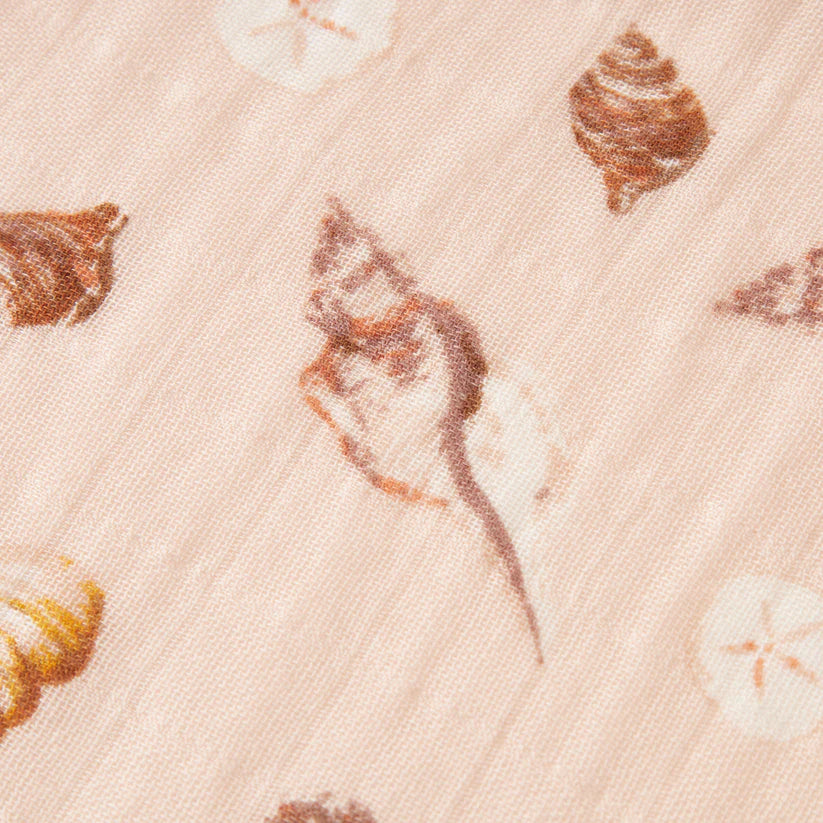 Milkbarn Seashells Bamboo Muslin Swaddle Blanket