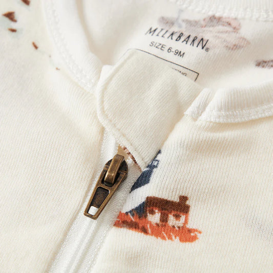 Milkbarn Sandcastle Organic Cotton Zipper Pajama