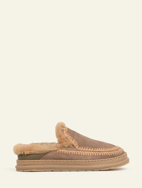 Laid Back London Jun 4.1. Slippers Taupe Suede In Peach