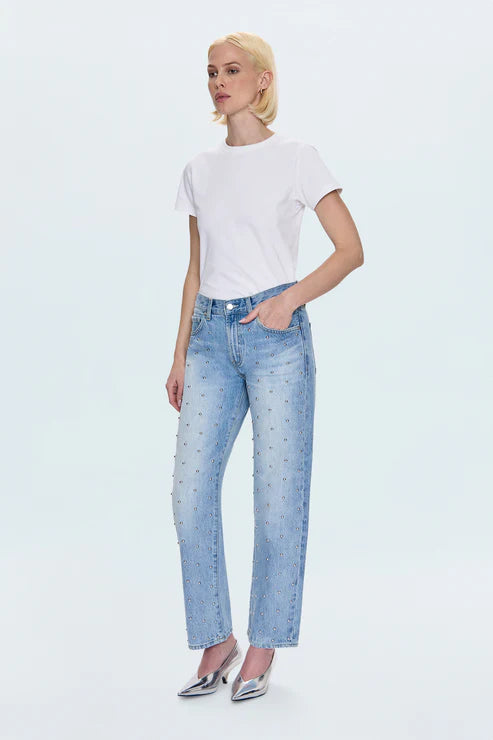 Pistola Lexi Mid Rise Bowed Straight Jean - Aries