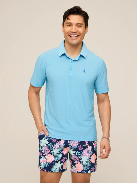 Chubbies Men's Textured Performance Polo - The Afternoon Blue