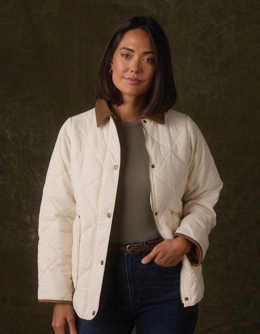 The Normal Brand Quilted Liner Jacket in Ecru/Dark Taupe