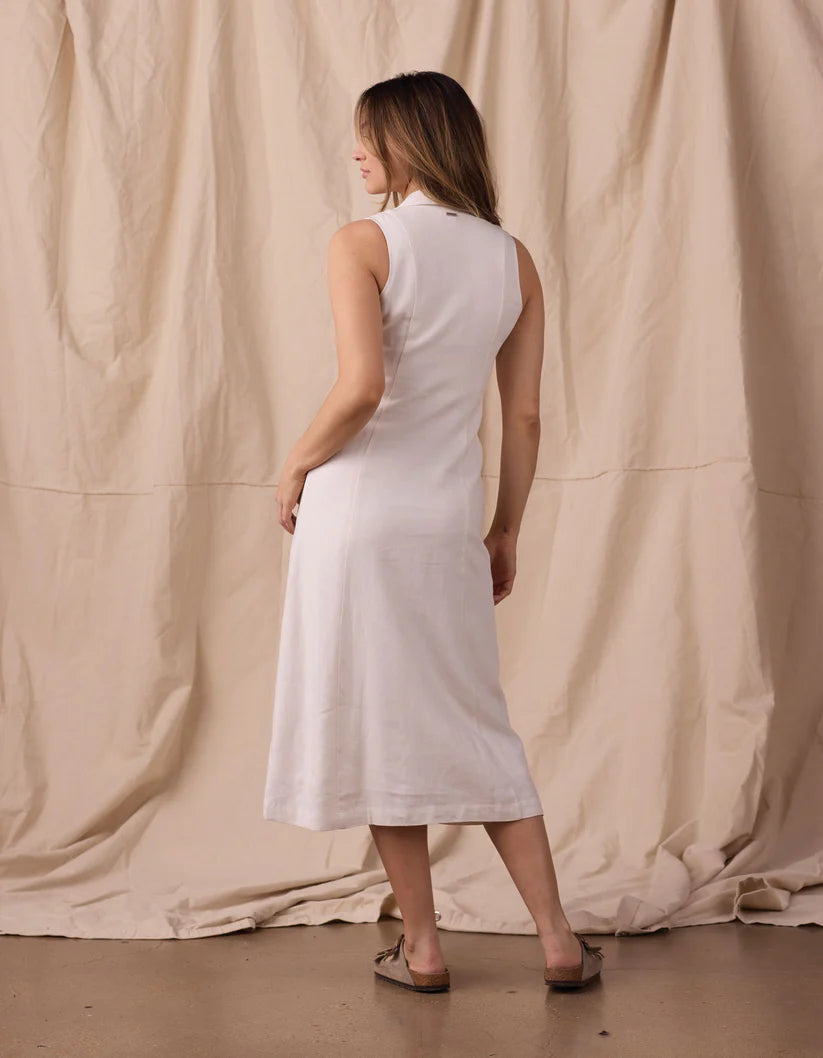The Normal Brand Women's Leukos Linen-Blend Lapel Dress in Ivory