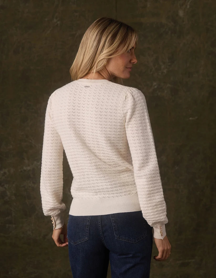The Normal Brand Olivia Pointelle Crew Sweater In Cream